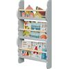 WOLTU Libreria da Parete per Bambini, Piccola Libreria Frontale a 3 Ripiani in Legno, Scaffale Porta Libri a Muro per Cameretta, Grigio, 42,5x14,5x80 cm
