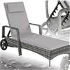 tectake® Lettino Poly Rattan Arredo Esterno Giardino, Sdraio Prendisole, Sdraio da Giardino, Terrazzo, Balcone, Sdraio piscina, Ruote Gommate, Arredo Interno Divano Sedia - Grigio/Grigio Chiaro
