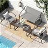 LIFERUN Set Salotto da Giardino 4 Pezzi, Mobili da Balcone in Tessuto Texteline con Divano 2 Posti, 2 Poltrone e Tavolino, Resistente alle Intemperie, Ideale per Balcone Terrazza Giardino, Grigio