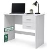 Shally Dogan Scrivania Porta Pc Bianca Salvaspazio con 2 Cassetti, Tavolo Porta Computer Struttura Resistente, Ideale per Casa, Ufficio, Studio, Cameretta, Design Minimal, 90 x 48 x 75 cm