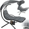 tectake® Sdraio Sospesa Elaria, Amaca, Altalena, Arredamento da Giardino, Parasole Protezione Raggi UV, Sedia a Sdraio Imbottita, Cuscino, Ergonomico, Balcone Terrazza - Grigio