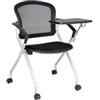 Dmora - Sedia da ufficio Kalgoorlie, Sedia sala da attesa con bracciolo e tavoletta, Seduta ergonomica da attesa, Cm 61x49h84, Nero