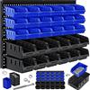 Masko® Scatole Impilabili, Mensola a Muro, Scatole Portaoggetti Visibili, Mensola Inclinabile, Mensola Collegabile, 32 parti - Nero/Blu