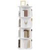 EUGAD Libreria Rotante, Libreria Angolare a 4 Livelli 16 Scomparti, Scaffale Autoportante per Soggiorno, Camera da letto, Ufficio, Studio, in Legno, Bianco