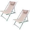 ZIK Set 2 Sedia Sdraio Pieghevole da Giardino Esterno, Cuscino Rimovibile, Schienale Regolabile, Poltrona Relax Reclinabile, Alluminio e Textilene per Piscina Spiaggia (Tortora)