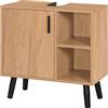 EUGAD Mobile per Bagno Salvaspazio, Mobiletto Sottolavabo, Armadietto per Bagno da Terra con Porta e 2 Ripiani a Giorno, Gambe Rialzate, in Truciolare e Metallo, L60xP30xH60,5cm