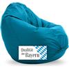Bruni Classico M Azzurro - Pouf Sacco, Pouf Poltrona a Forma di Goccia, Poltrona a Sacco da Interno ed Esterno, Beanbag per Soggiorno e Camere, Fodera Lavabile, con Imbottitura