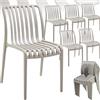 tectake®, Set da 6 sedie da giardino impilabili, sedia giardino esterno in plastica, sedie da esterno, terrazzo, sedie polipropilene, poltrone moderne, cucina, mobili, senza braccioli - Tortora
