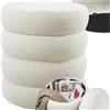 tectake® Pouf Contenitore, Ø 42 x 47 cm, Sgabello Imbottito con Rivestimento Bouclé, Pouf Stile Scandinavo per Camera da Letto e Salotto, Coperchio Rimobivile, Poggiapiedi - Bouclè Crema/Bianco