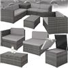 tectake® Salottino in Rattan XXL, Componibile, Contenitore Custodia, Poltrona Giardino, Set Balcone, Tavolo Sedie Esterno, Design Accurato, Versatile, Confort Massimo, Facile Pulizia - Grigio