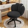 XUEGW Adorabile Sedia da Toeletta con Pile Teddy e Zampe di Gatto - Sedia da Trucco Regolabile in Altezza,Senza Braccioli con Ruote,Schiena Confortevole per Computer(Nero)