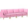 vidaXL Set di divani modulari con spazio di archiviazione 4 pcs Rosa, Set per il soggiorno, mobile modulare per relax, posti comodi, arredo moderno per casa