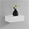 [en.casa] Mensola da Parete con Cassetto Integrato Comodino Sospeso Mobiletto Salvaspazio per Camera da Letto Ingresso Soggiorno 46x30x15 cm Design Minimalista - Bianco Opaco