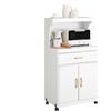 SoBuy mobile cucina salvaspazio con piano di lavoro, carrello con ruote con cassetto e anta, credenza bianca per microonde e dispensa, mobiletto per cucina 62x119x40 cm FSB12-W
