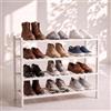 BAM BOO BOX - Scarpiera in bambù, portascarpe a 4 livelli, 68 x 28 x 64 cm, espandibile impilabile, scarpiera in legno, scarpiera rack, scaffale per soggiorno o corridoio (bianco)