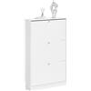 SoBuy Scarpiera Salvaspazio Slim Legno, Adatta A Scarpe EU 47, Mobiletto Scarpiera per Ingressi, Corridoi, Appartamenti Piccoli, Perfetta Per Monolocali e Case Moderne - 76x18x113cm - FSR215-W
