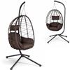 BAKAJI Poltrona Sospesa da Giardino Sedia Dondolo Amaca Pensile da Esterno Struttura Metallo Nido in Rattan e Corda + Cuscino Seduta Imbottito e Poggiatesta Design Moderno 198 x 110 x 95 cm (Marrone)