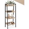 tectake® Scaffale a Scala, Libreria Verticale con 4 Ripiani, Struttura in Acciaio porta libri, Libreria Verticale, Facile Montaggio - 57,5x34x138 cm - Legno industriale chiaro