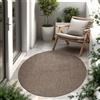 Paco Home Tappeto Per Esterno Balcone Terrazza Tappeto Cucina Monocolore Mélange, Dimensione:80 cm tondo, Colore:Taupe