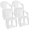 Tomaino - Set 4 Sedie da Giardino in Plastica Impilabili - Sedie per Esterno Resistenti e Leggere con Drenaggio, Ideali per Terrazzo Balcone Bar (4, Bianco)