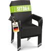 Juskys Sedie da giardino in polyrattan Yoro set da 4 con braccioli e schienale - 4 sedie impilabili - sedia in rattan per giardino - sedia impilabile nera