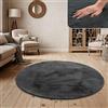 Paco Home Tappeto a Pelo Lungo Shaggy Morbido per Soggiorno e Camera da Letto Finto Pelliccia Moderna e Soffice Monocolore, Dimensione:Ø 160 cm tondo, Colore:Grigio Scuro