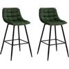 WOLTU Sgabelli da Bar Stile Industriale Alta Sedia da Cucina Rivestimento in Velluto Verde Scuro Gambe in Metallo 2 Pezzi
