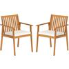 COSTWAY Set 2 Sedie da Giardino, Poltrone in Legno di Acacia per Esterno, con Cuscino, per Giardino Patio Cortile, Portata 180 kg, 64 x 59 x 86 cm (Giallo Teak)