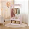 [en.casa] Armadio Guradaroba per Cameretta con Specchio Ovale Asta Appendiabiti e 2 Ripiani Vano Porta Oggetti Vestiti Scarpe a Misura di Bambini 120 x 63 x 38 cm - Rosa
