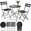 KESSER® Set da bistrot 3 pezzi con 2 sedie pieghevoli, set da balcone, mobili da balcone, mobili pieghevoli, set da giardino, mobili da giardino, tavolo da giardino bistrot in metallo incl. Copertura