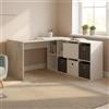 Dmora Scrivania 139x136x74h cm Bianco Modulabile Angolare, 6 Ripiani