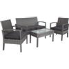 Casaria® Lounge Tavolo da Giardino Set Polyrattan Mobili da Esterno 4 Persone Incl. Cuscini Gruppo di Seduta Terrazza Balcone Salottino Outdoor
