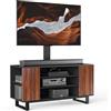 FITUEYES Mobile TV per 32-70 Pollici, Supporto TV da Pavimento con 2 Altezza & Ripiani in Legno, Max VESA 600x400mm