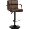 WOLTU Sgabello da Bar PU Vintage Sedia per Cucina Girevole con Schienale Braccioli Marrone