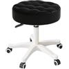HDHNBA Sedia girevole compatta con rotelle e puleggia rotonda in pelle PU, altezza regolabile, design girevole, sedia da ufficio per disegnatori, sgabello da salotto SPA, sedia da ufficio per casa