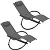 WOLTU Set di 2 Sedia Sdraio a Dondolo Relax Poltrona Swing Traspirante da Balcone Campeggio Lettino con Braccioli e Poggiatesta, Grigio, LS002gr-2