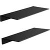 HNVNER Mensola da Muro set da 2, Lunghezza 29.6cm, Nero Mensole Galleggianti da Parete in Metallo Scaffale da Parete per Salotto, Cameretta, Ufficio,Cucina, Doccia Mensola Bagno (30 x 12.5CM)