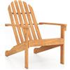 COSTWAY Adirondack-Sedia Giardino in Legno, Poltrona Esterno con Schienale Alta, Sedia a Sdraio Prendisole per Spiaggia Cortile Balcone, Portata 180 kg (Naturale, 66 x 93 x 86 cm)