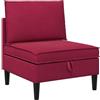 vidaXL Divano Centrale con Spazio di Archiviazione Rosso Vino Velluto, Soggiorno, Divano Moderno, Elegante Stile Velour, Rettangolare, Ampio Spazio, Comodo e Cool