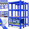 MASKO® - Scaffale per carichi pesanti, 2 pezzi, 160x80x40 cm, portata fino a 700kg, con 4 ripiani regolabili, in pannelli di fibra a media densità (MDF) e metallo, per officina, cantina, garage, blu