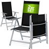 Casaria® Set 2 Sedie Pieghevoli Giardino Alluminio Schienale Alto Regolabile 8 Posizioni Salvaspazio Mobili da Esterno Balcone