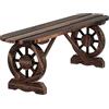 Outsunny Panca da Giardino con Gambe a Ruota di Carro, Panchina da Esterno 2 Posti Stile Rustico con Seduta a Doghe, 120x29x39cm, Marrone