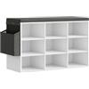 WOLTU Panca Scarpiera da Ingresso, Scaffale Porta Scarpe a 9 Scomparti con Seduta Imbottita, Mobile da Ingresso Salvaspazio in Legno, Bianco, 76,8x30x48,5 cm