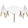 Rebecca Mobili Set Tavolino E Sedie Per Bambini, Sedie e Tavolo Arredo Cameretta Stanza Dei Giochi Bianco Marrone Chiaro, Mdf, Stile Nordico - Misure: 44 x 60 x 60 cm / 50 x 25 x 25 cm - Art. RE6733