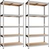 Confortil Set di 2, Scaffale Metallo Garage, Scaffalatura con 5 Ripiani Regolabili, Portante 875 kg, Scaffali in Metallo Ideale per Cantina o Garage,40 x 90 x 180 cm(2)