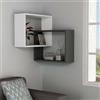Dmora - Mensola Alniyat, Scaffale, Ripiano a muro, Scaffalatura multiuso, 68x60h68 cm, Bianco e Antracite