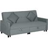 HOMCOM Divano Letto 3 Posti Reclinabile con Braccioli, Divano 3 Posti Angolare Trasformabile in Tessuto con Letto Matrimoniale Estraibile, 2 Cuscini per Soggiorno e Salotto, 196x90x89 cm, Grigio
