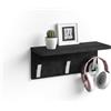 Mobili Fiver, Appendiabiti da parete, Rachele, da 40 cm, Nero Cemento, Appendiabiti moderno per Bagno, Camera, Ingresso, Made in Italy