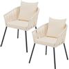 Juskys Sedie da giardino Rope set 2 pezzi - Resistenti alle intemperie - con cuscini per seduta e schienale in poliestere - Beige