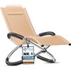 KESSER® Lettino relax Sdraio | Lettino da giardino | Sedia da giardino | Sedia pieghevole | Lettino a dondolo | Sedia a dondolo | seduta reclinabile ergonomica, Beige